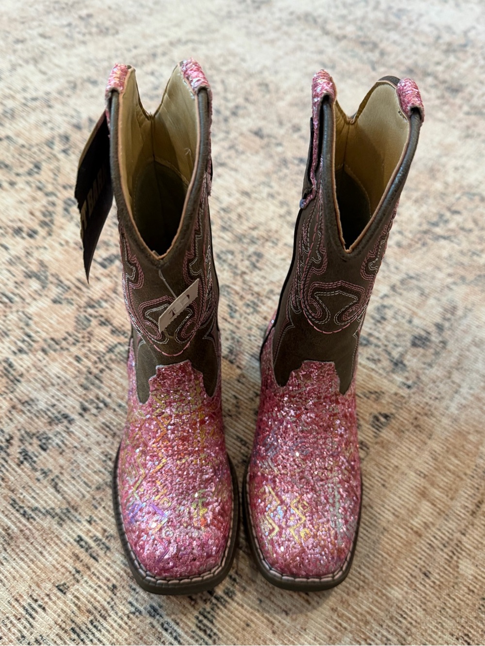Roper Girls Pink Glitter Cowgirl Boots Size 10 – NWT